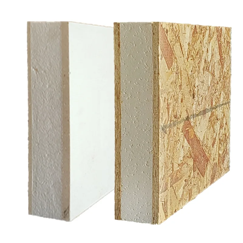 Muestra de panel SIP con núcleo EPS blanco entre caras de OSB